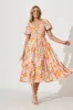 Rosa Midi Dress In Pink With Orange Floral sold by St Frock