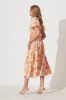 Rosa Midi Dress In Pink With Orange Floral sold by St Frock