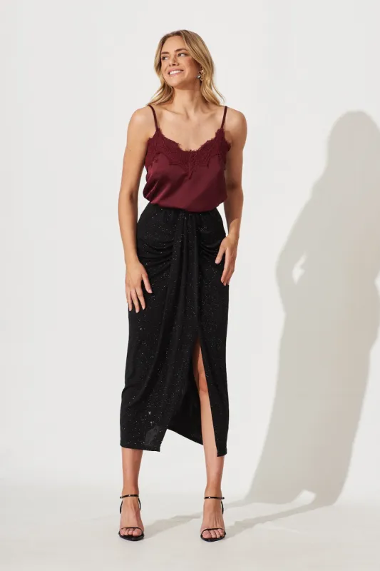 Wish Maxi Skirt In Black Glitter sold by St Frock
