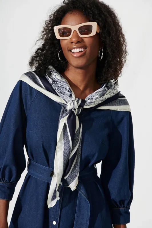 Vermont Scarf In Navy Print sold by St Frock