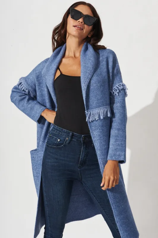 Alyse Knit Coatigan In Blue Marle sold by St Frock