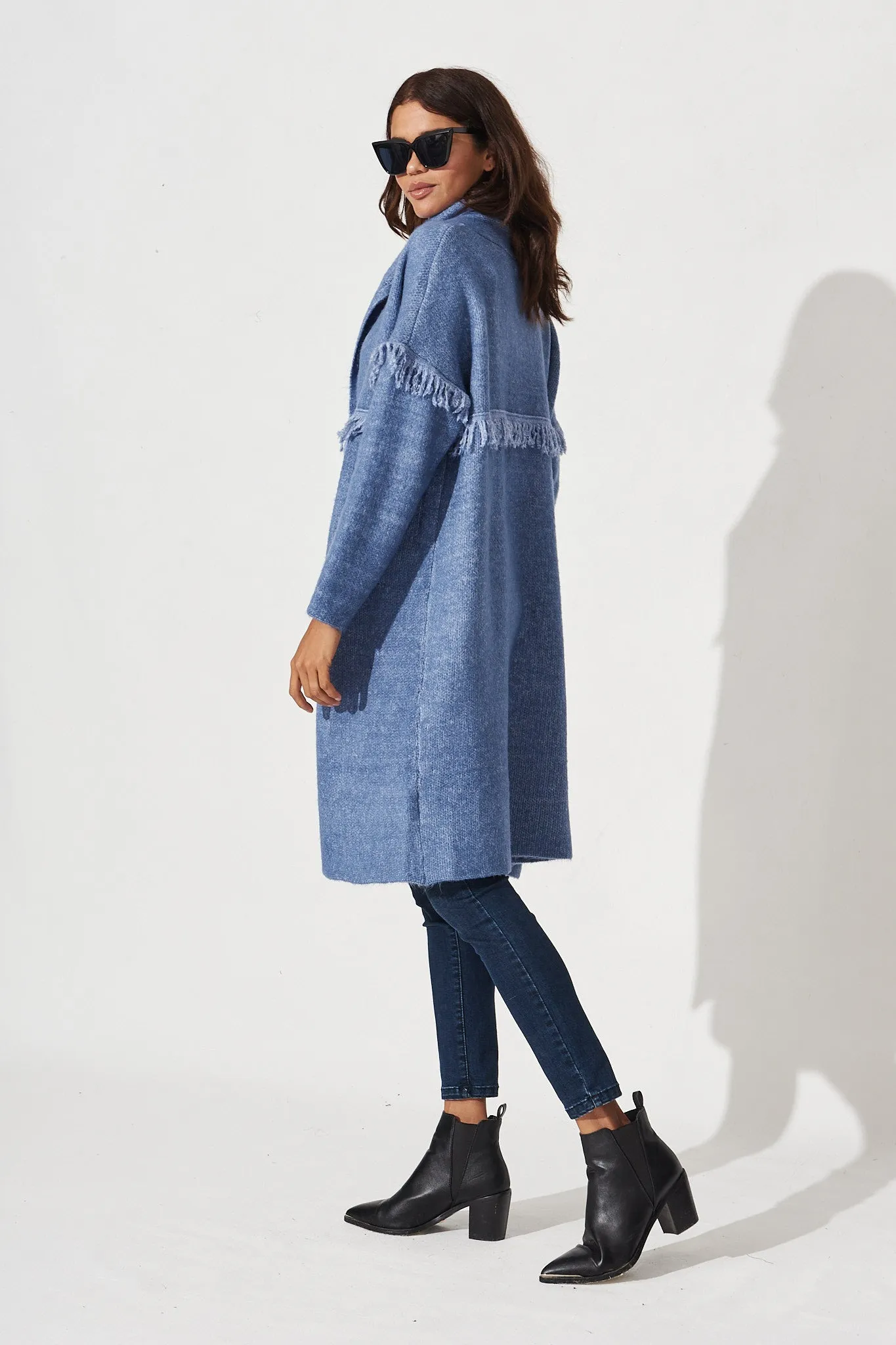 Alyse Knit Coatigan In Blue Marle sold by St Frock product image thumbnail 4