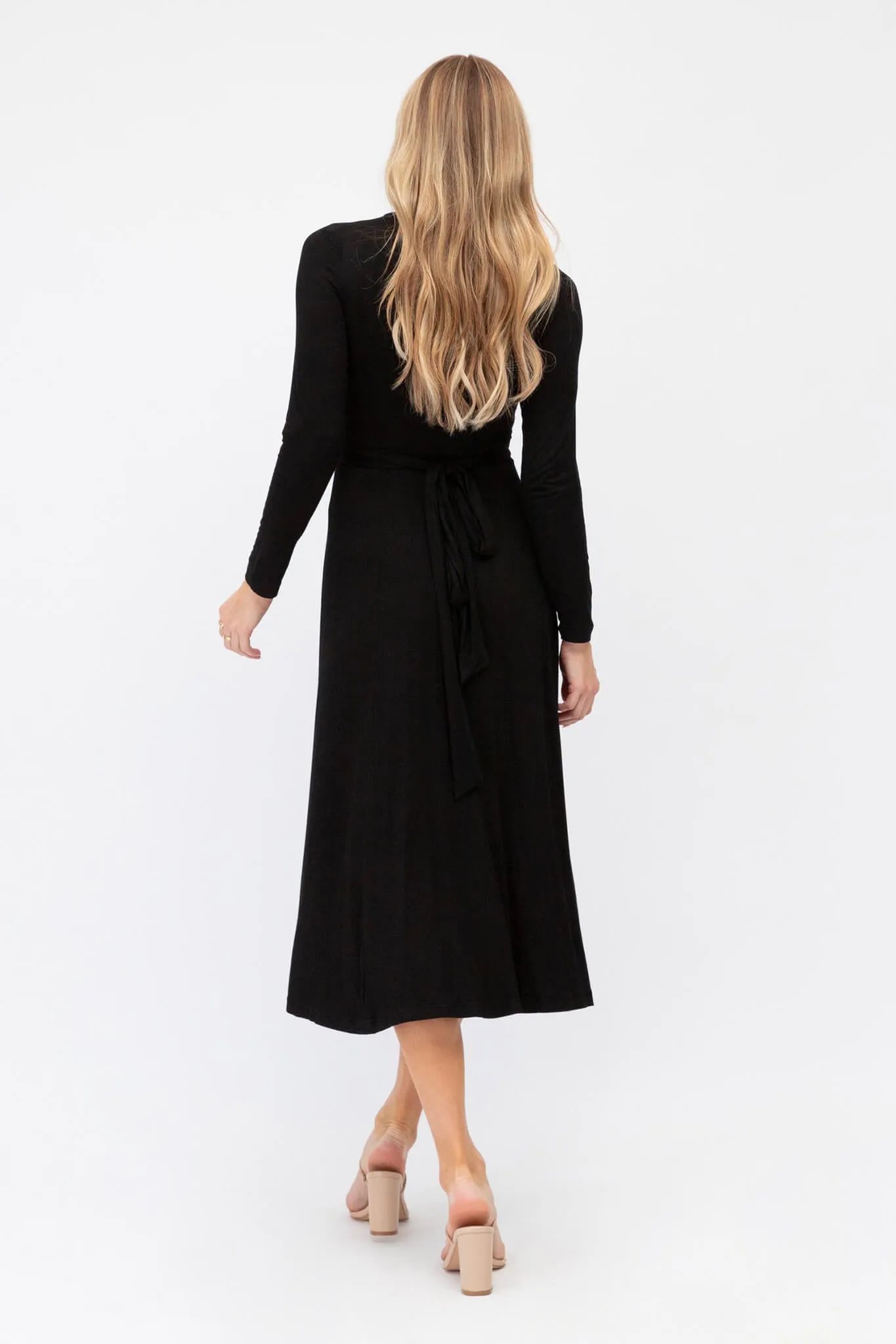 Loyal Midi Wrap Dress In Black Jersey sold by St Frock product image thumbnail 3
