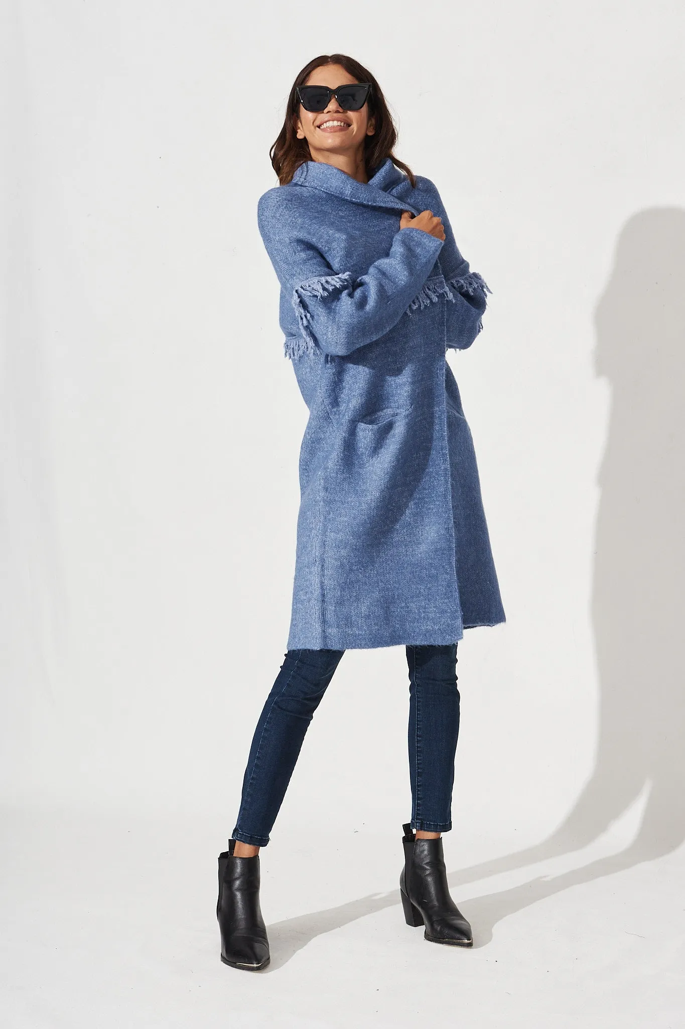 Alyse Knit Coatigan In Blue Marle sold by St Frock product image thumbnail 2