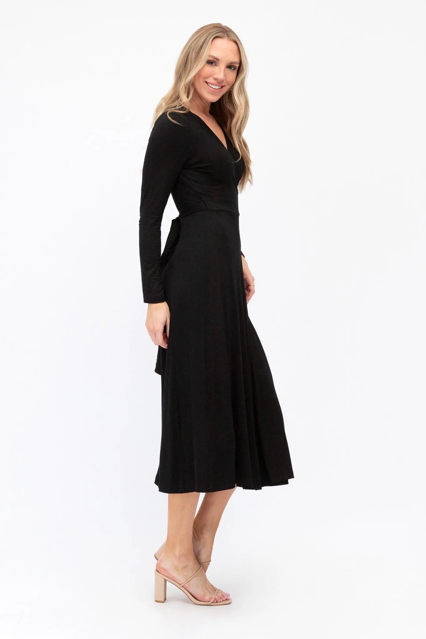 Loyal Midi Wrap Dress In Black Jersey sold by St Frock product image thumbnail 2