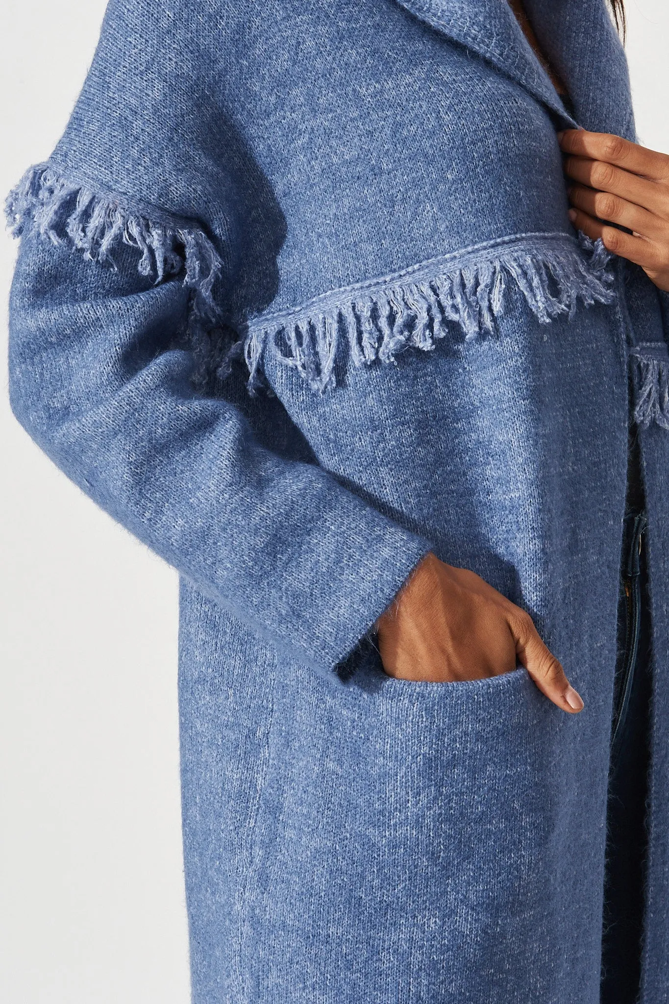 Alyse Knit Coatigan In Blue Marle sold by St Frock product image thumbnail 5