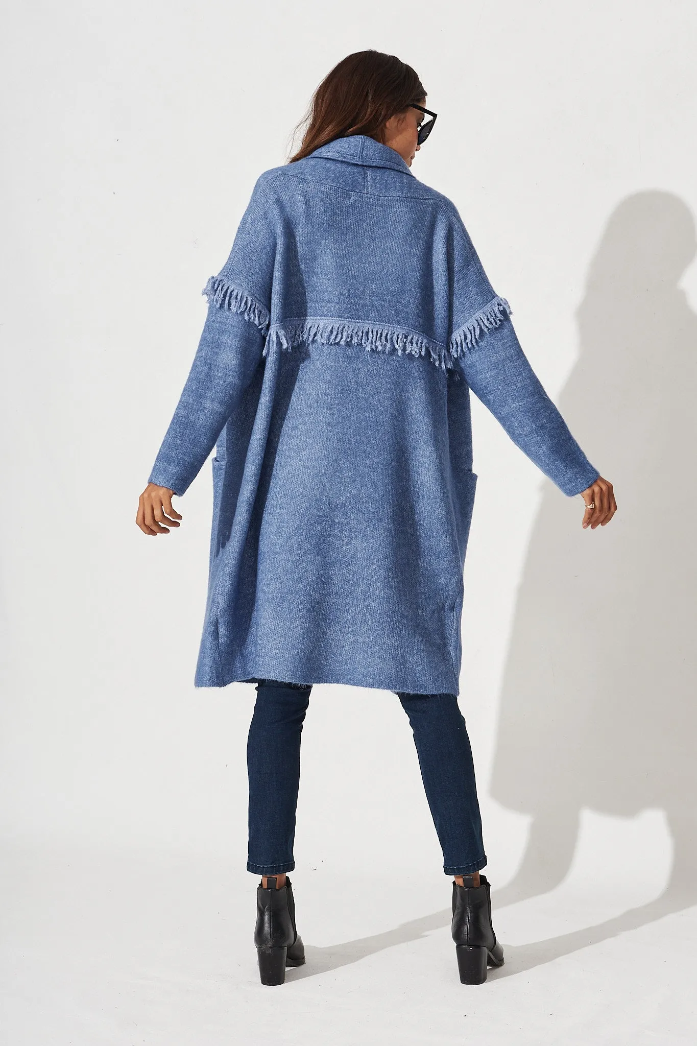 Alyse Knit Coatigan In Blue Marle sold by St Frock product image thumbnail 3