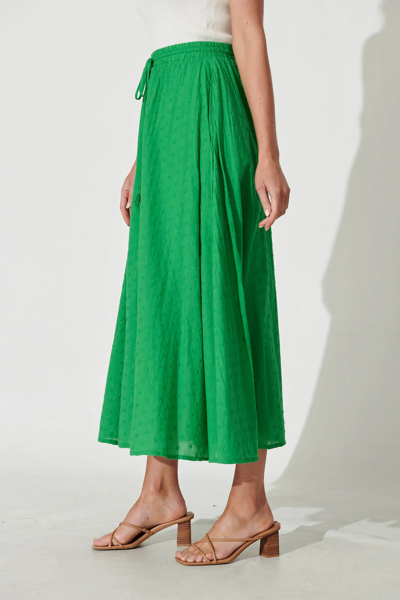 Behati Maxi Skirt In Green Swiss Dot sold by St Frock product image thumbnail 3