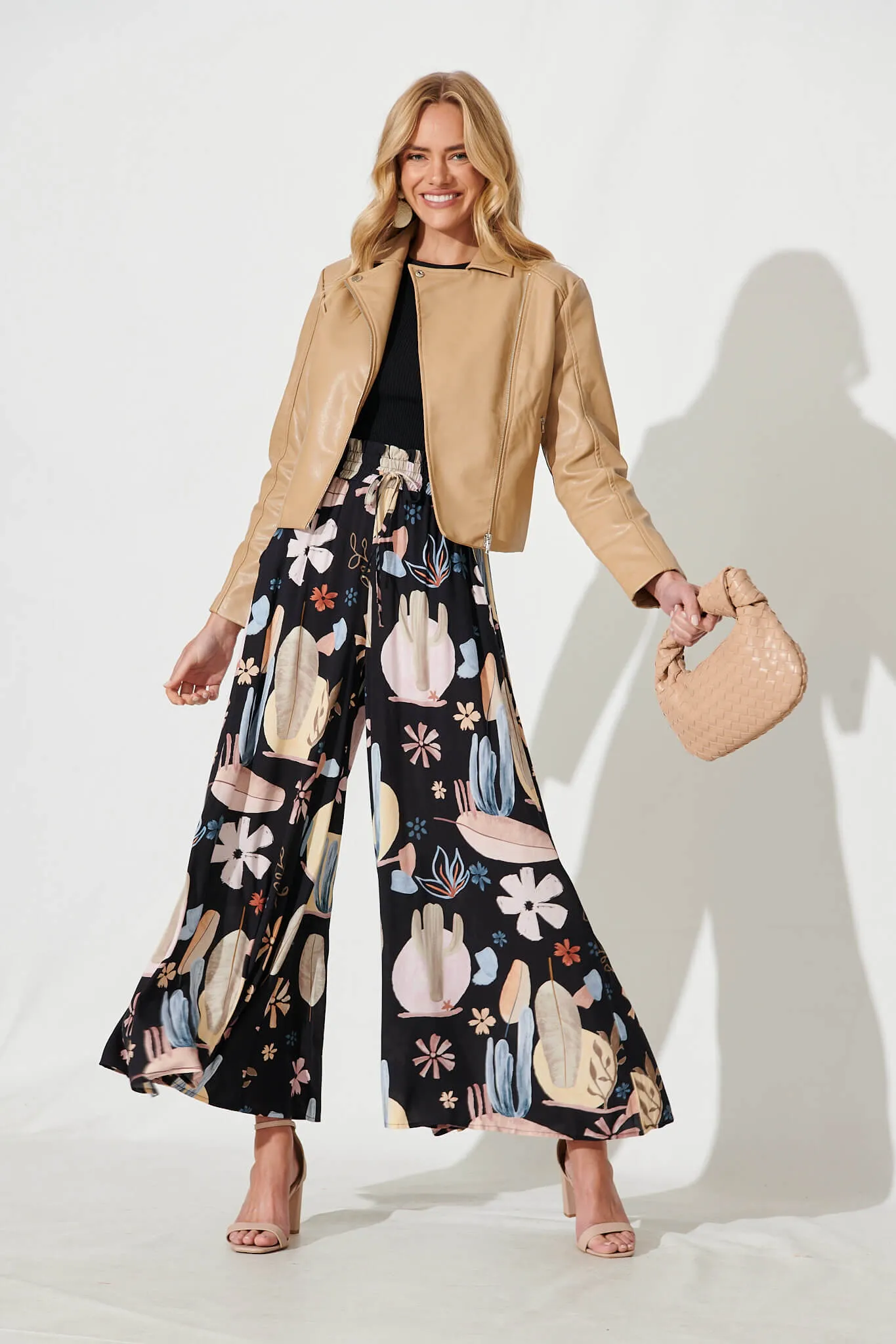 Mariah Pant In Black With Multi Print sold by St Frock