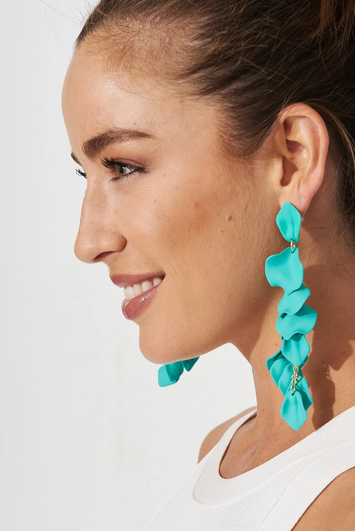 Ante Drop Earrings In Aqua sold by St Frock