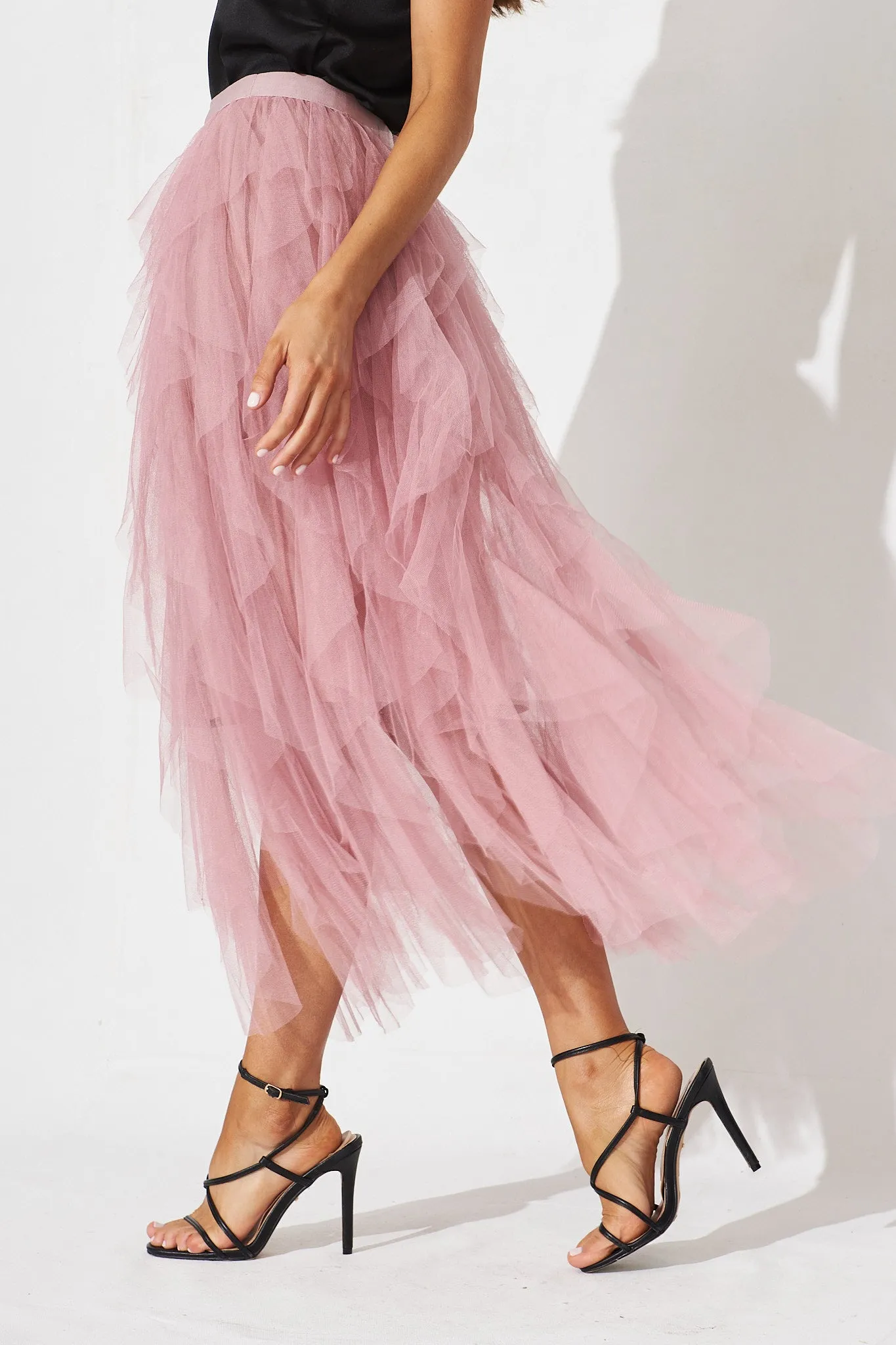 Cleef Midi Tulle Skirt In Pink sold by St Frock product image thumbnail 5