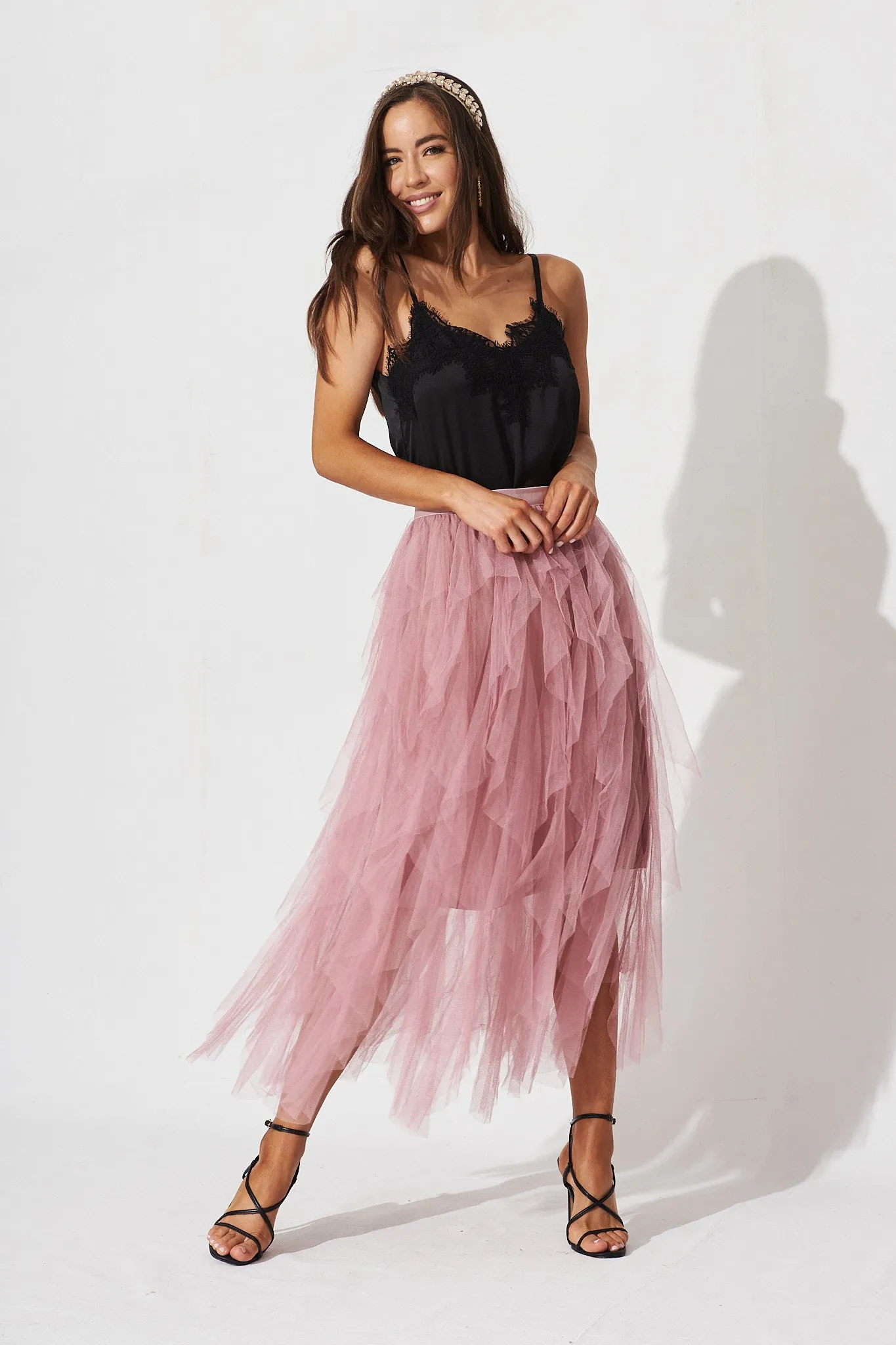 Cleef Midi Tulle Skirt In Pink sold by St Frock product image thumbnail 2