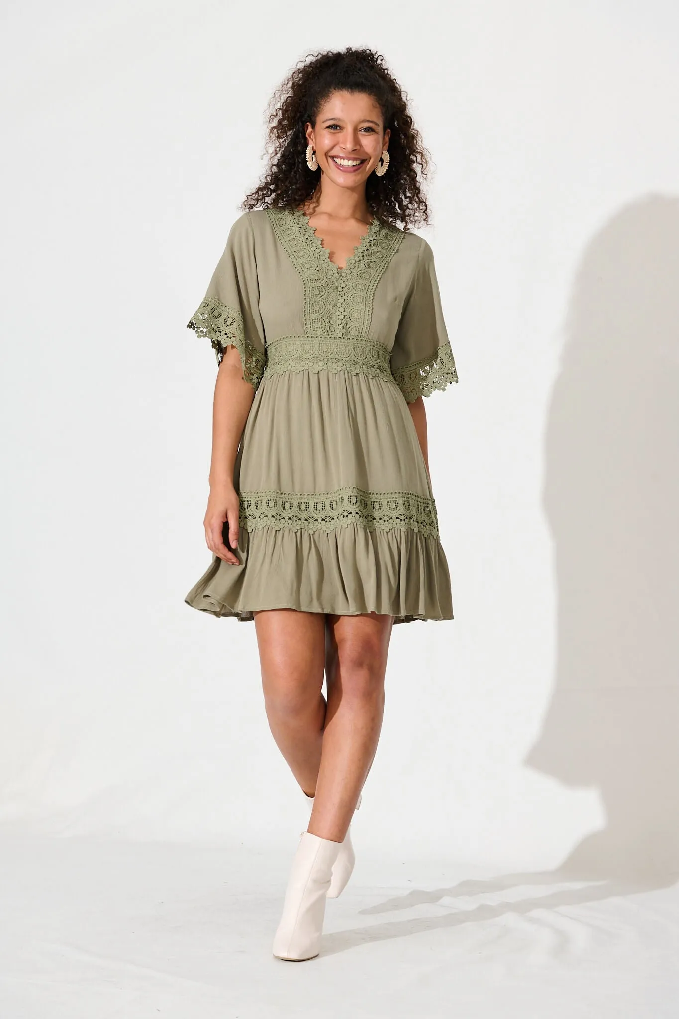 Macca Dress In Khaki sold by St Frock