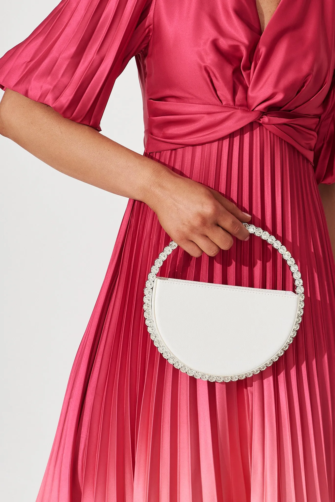 Treasure Round Clutch Bag In White Diamante sold by St Frock product image thumbnail 4