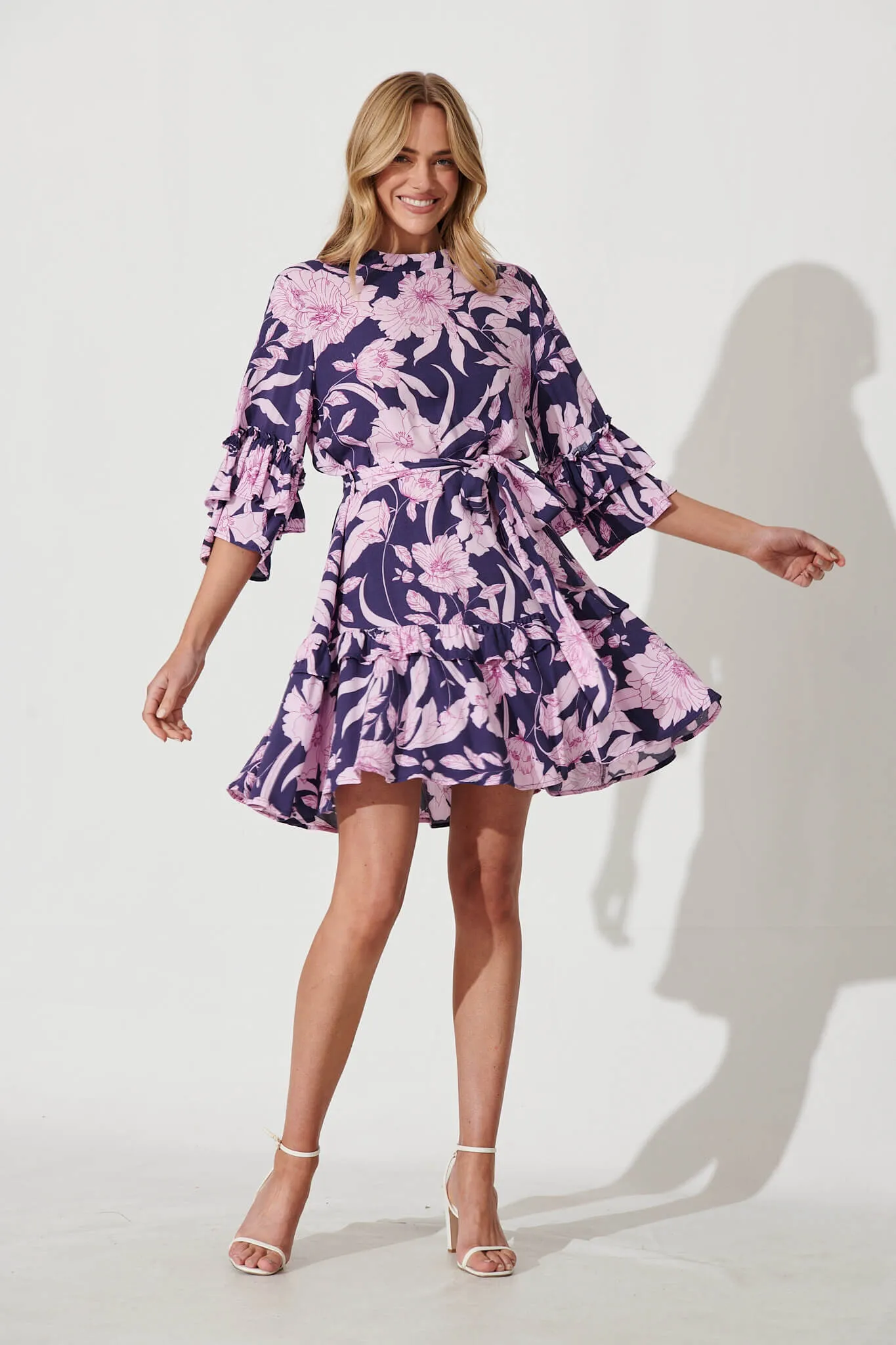 Cecile Dress In Purple Floral sold by St Frock
