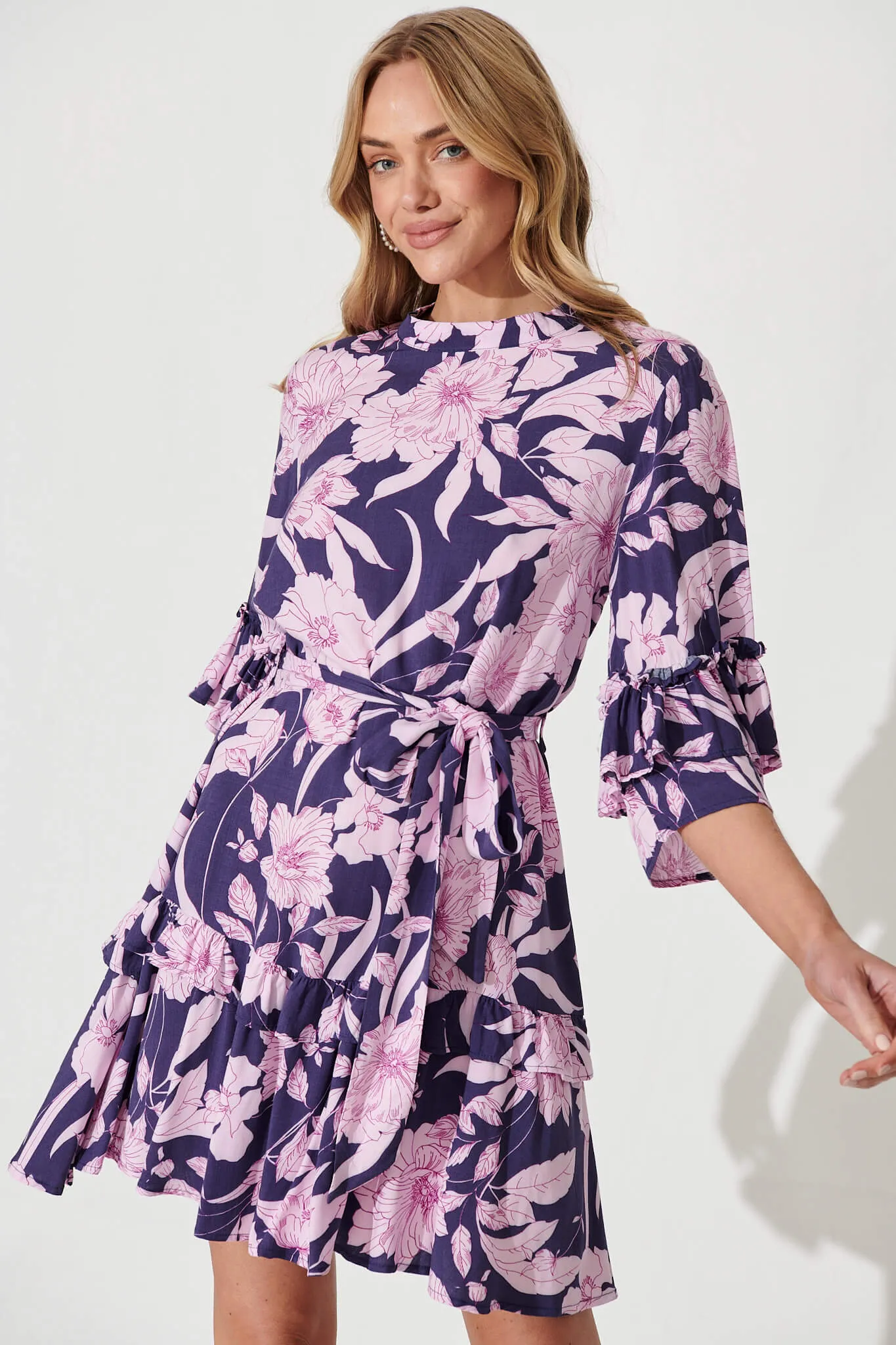 Cecile Dress In Purple Floral sold by St Frock product image thumbnail 2