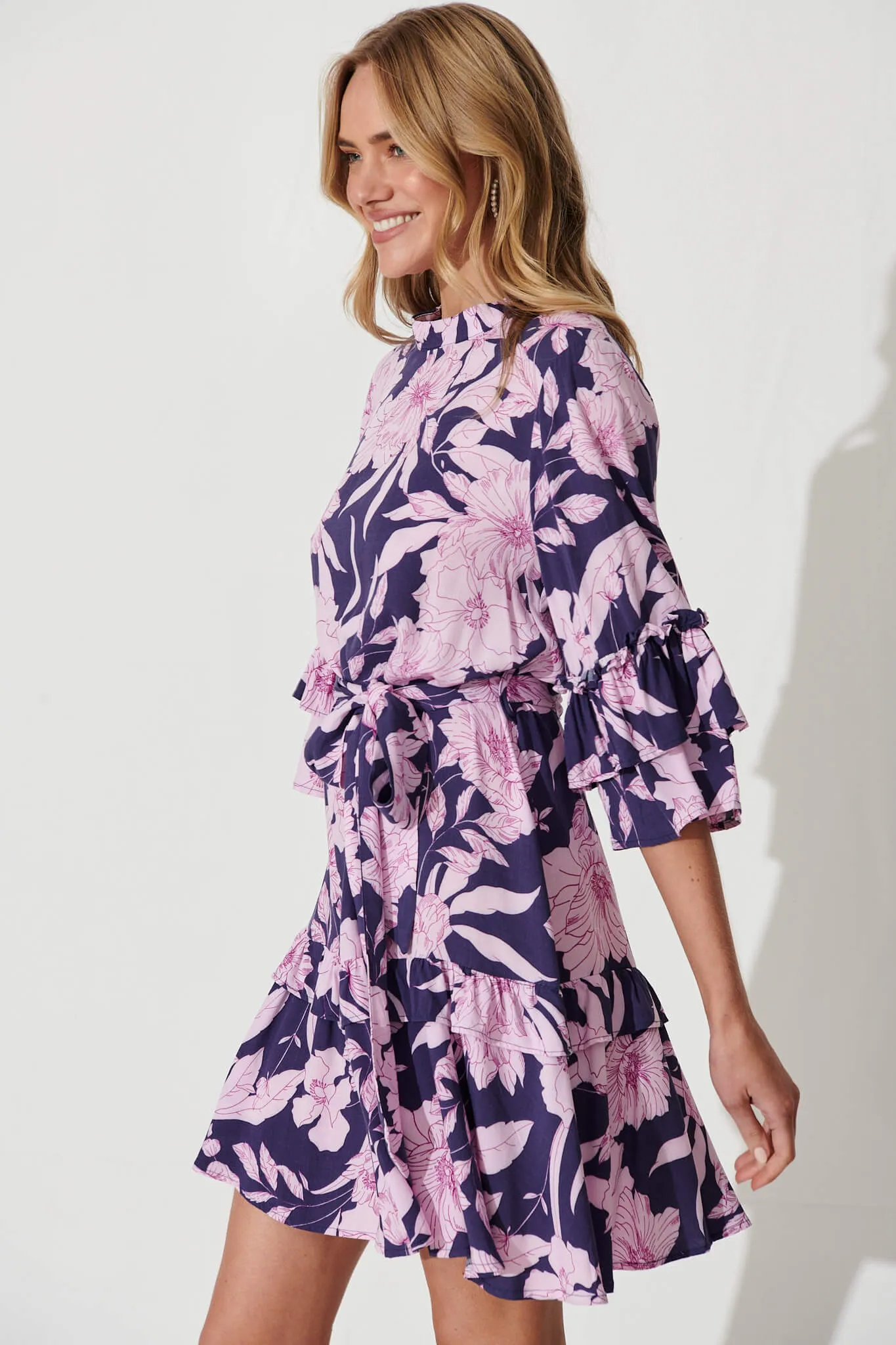 Cecile Dress In Purple Floral sold by St Frock product image thumbnail 3