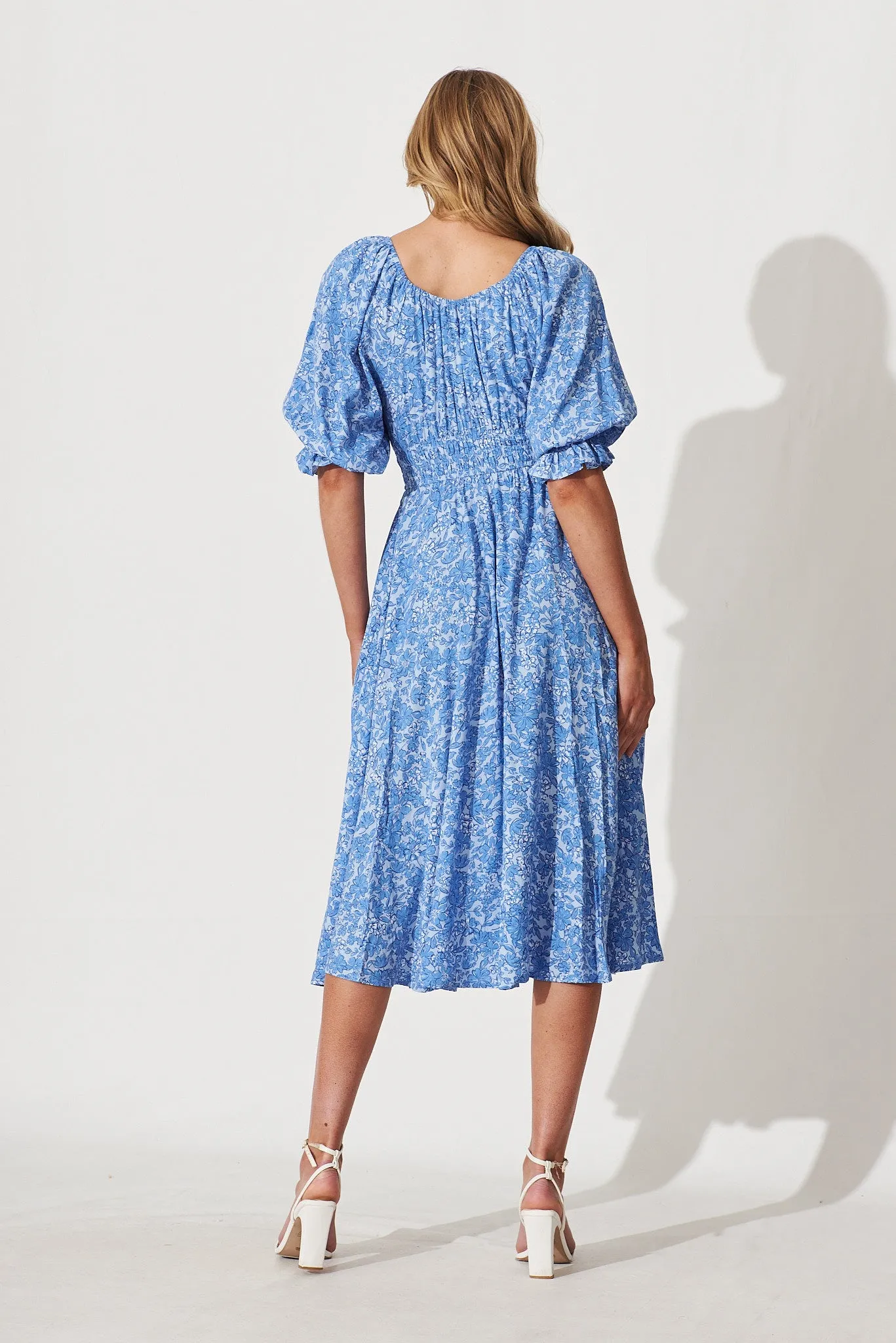 Guinevere Midi Dress In Blue With White Print sold by St Frock product image thumbnail 4