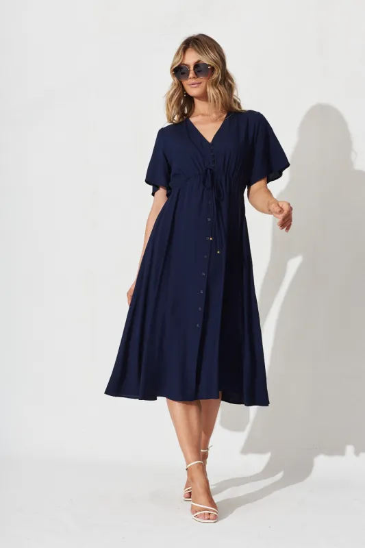 Melody Midi Dress In Navy sold by St Frock