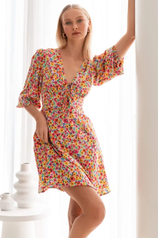 Dandy Dress In Bright Ditsy Floral sold by St Frock