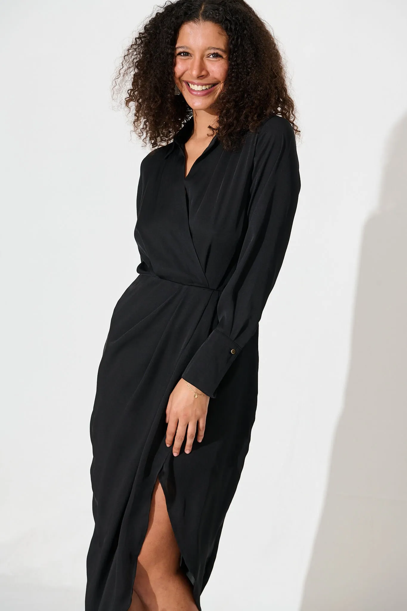 Lily Maxi Dress In Black Satin sold by St Frock product image thumbnail 2