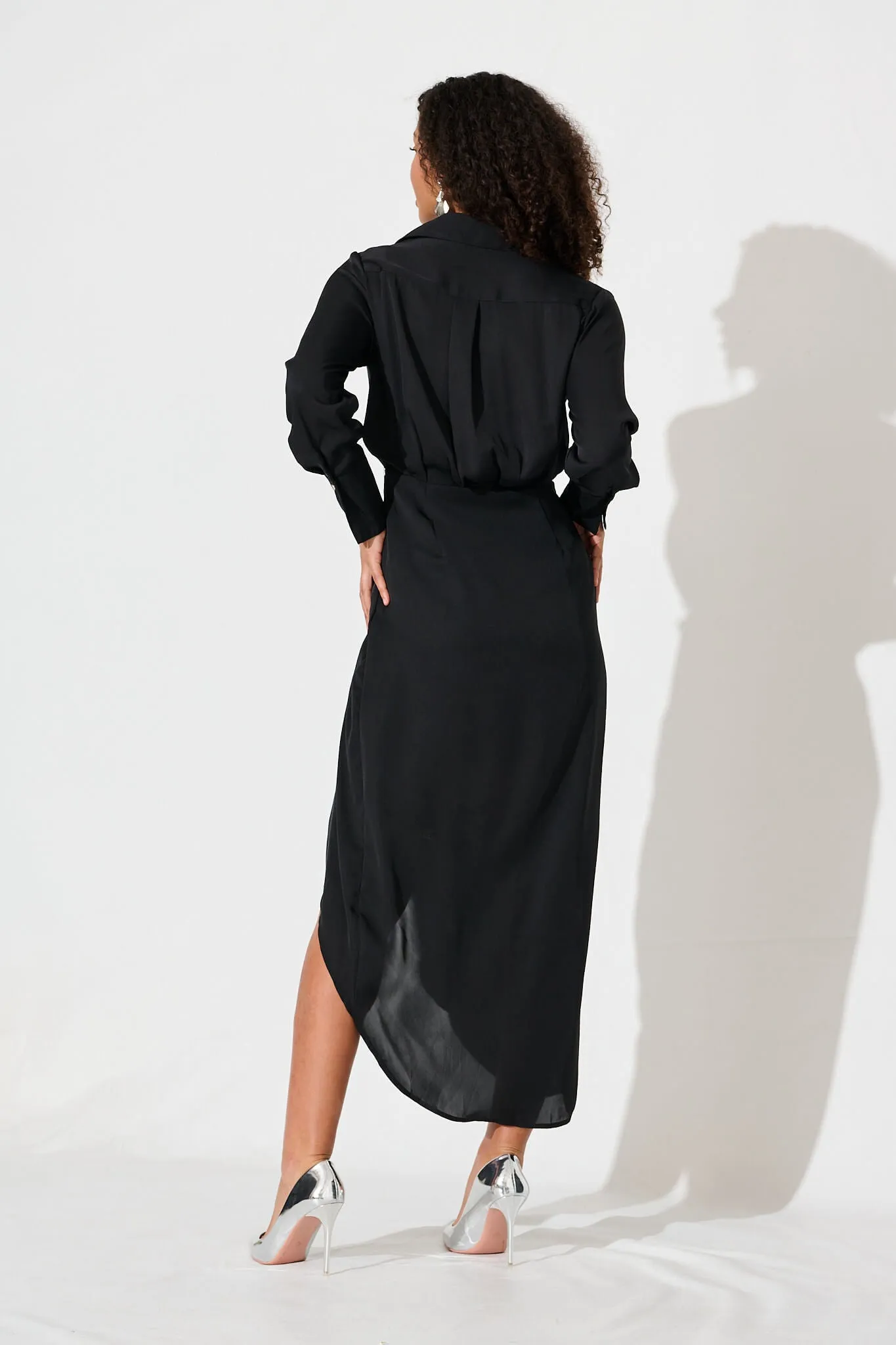 Lily Maxi Dress In Black Satin sold by St Frock product image thumbnail 4