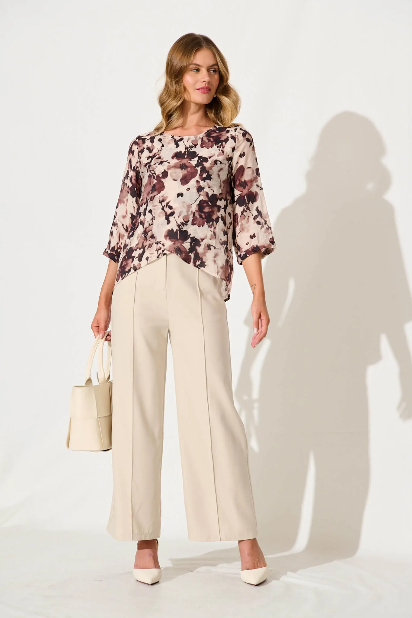 Maddy Top In Chocolate Floral Cotton Blend sold by St Frock product image thumbnail 4