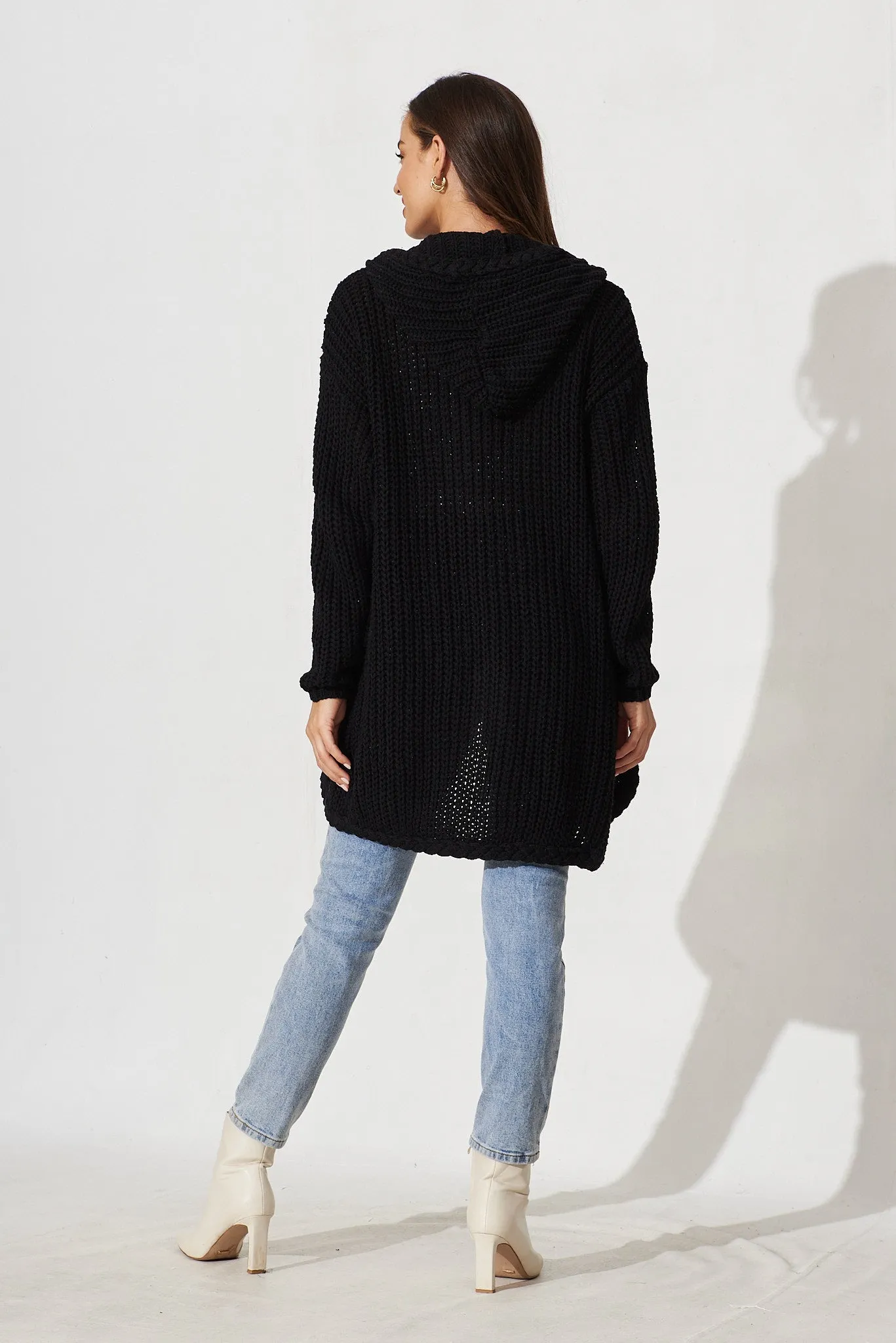 Trade In Knit Cardigan In Black Wool Blend sold by St Frock product image thumbnail 4