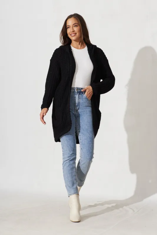 Trade In Knit Cardigan In Black Wool Blend sold by St Frock