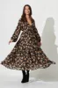Bridie Maxi Dress In Black With Beige Floral sold by St Frock
