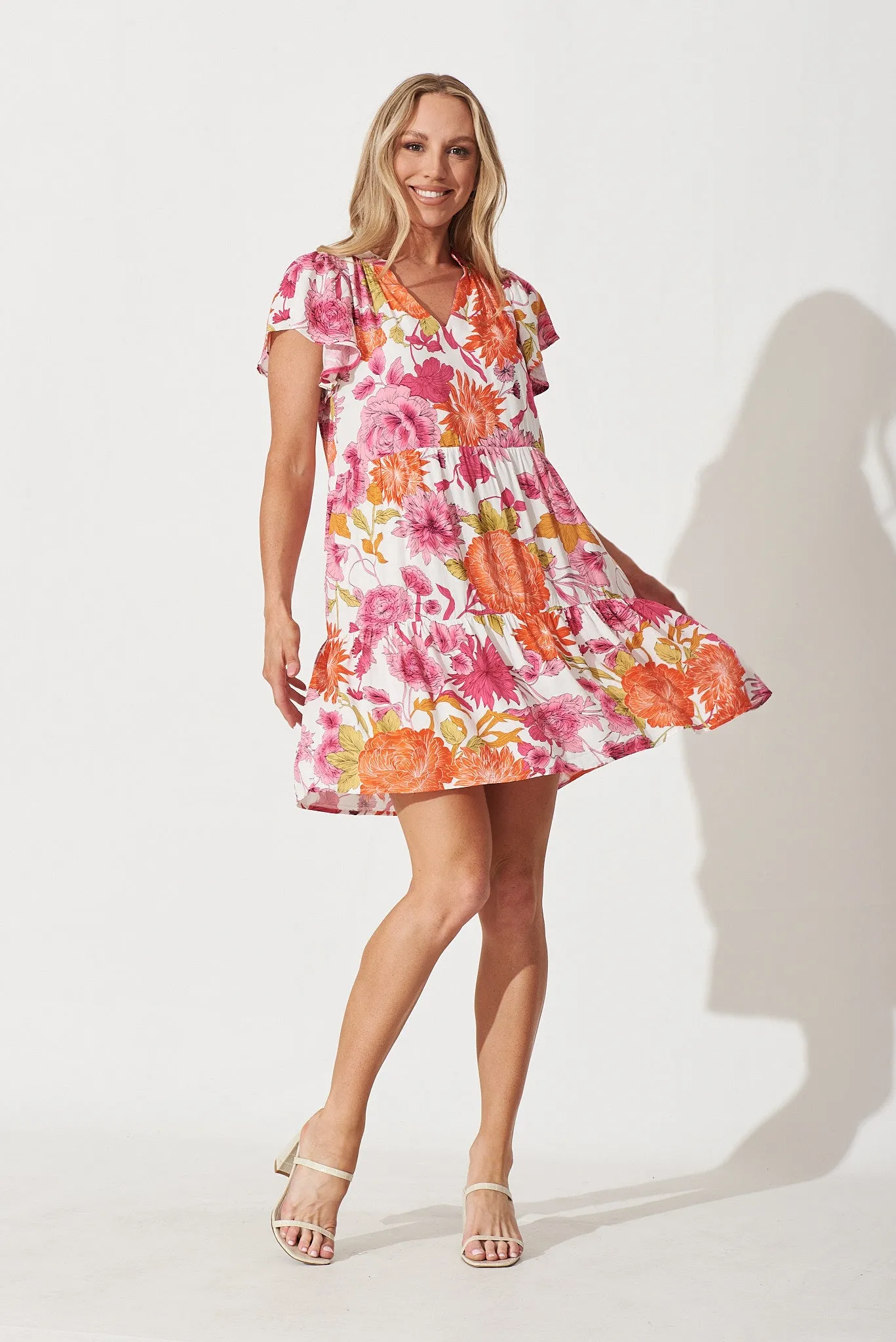 Tiarne Dress In Orange And Pink Floral sold by St Frock product image thumbnail 4