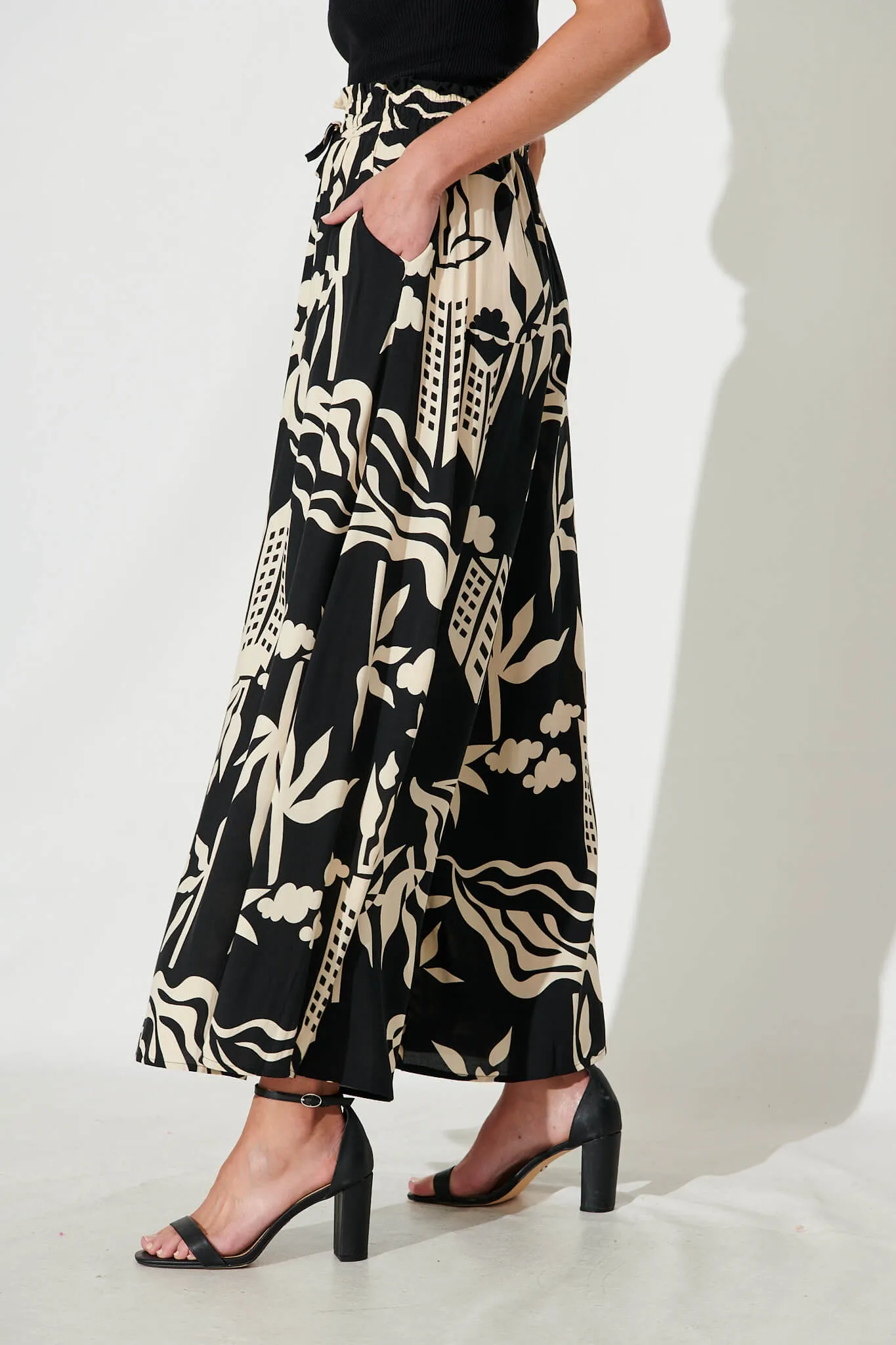 Mariah Pant In Black And Cream Print sold by St Frock product image thumbnail 3