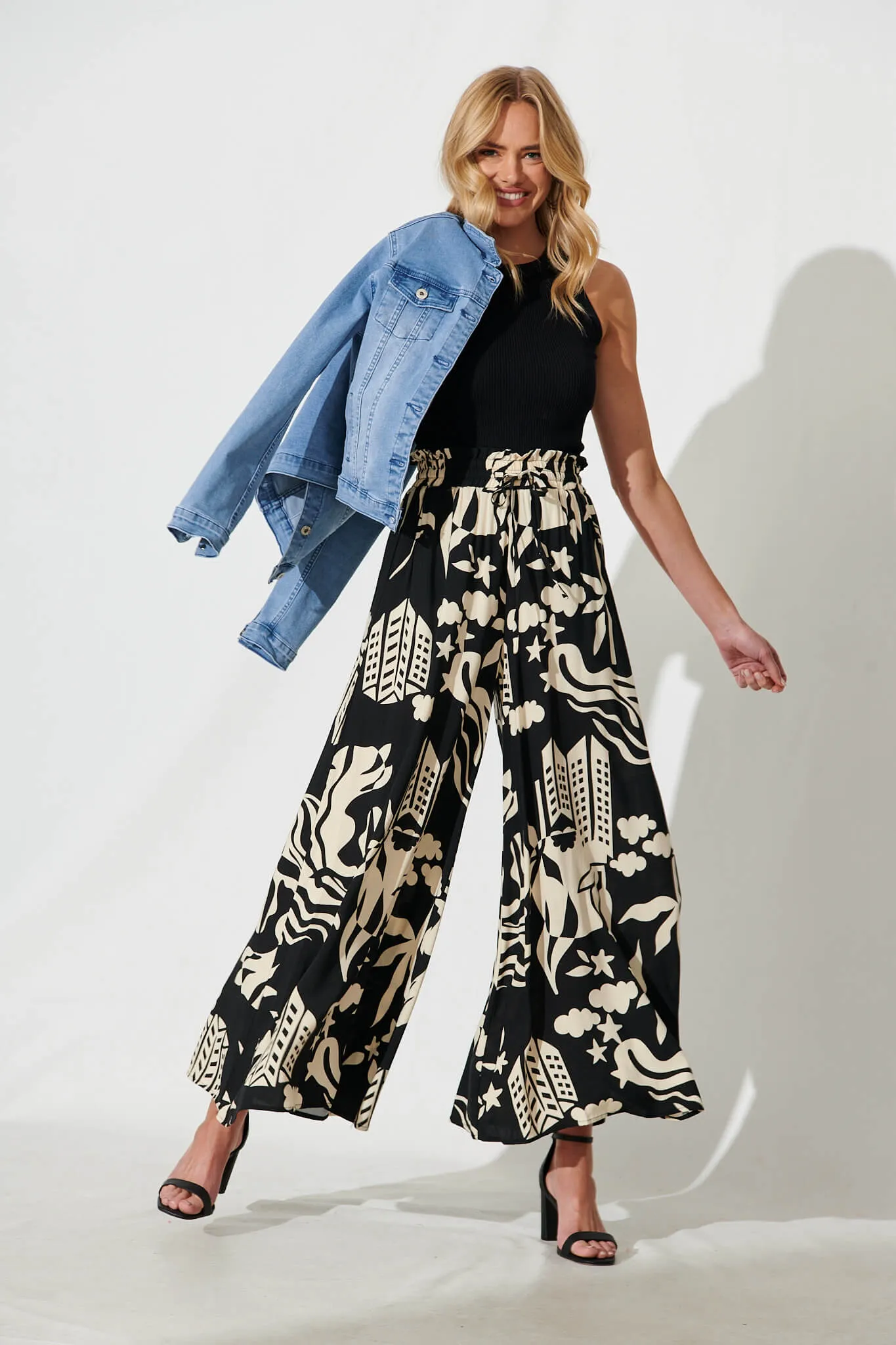 Mariah Pant In Black And Cream Print sold by St Frock