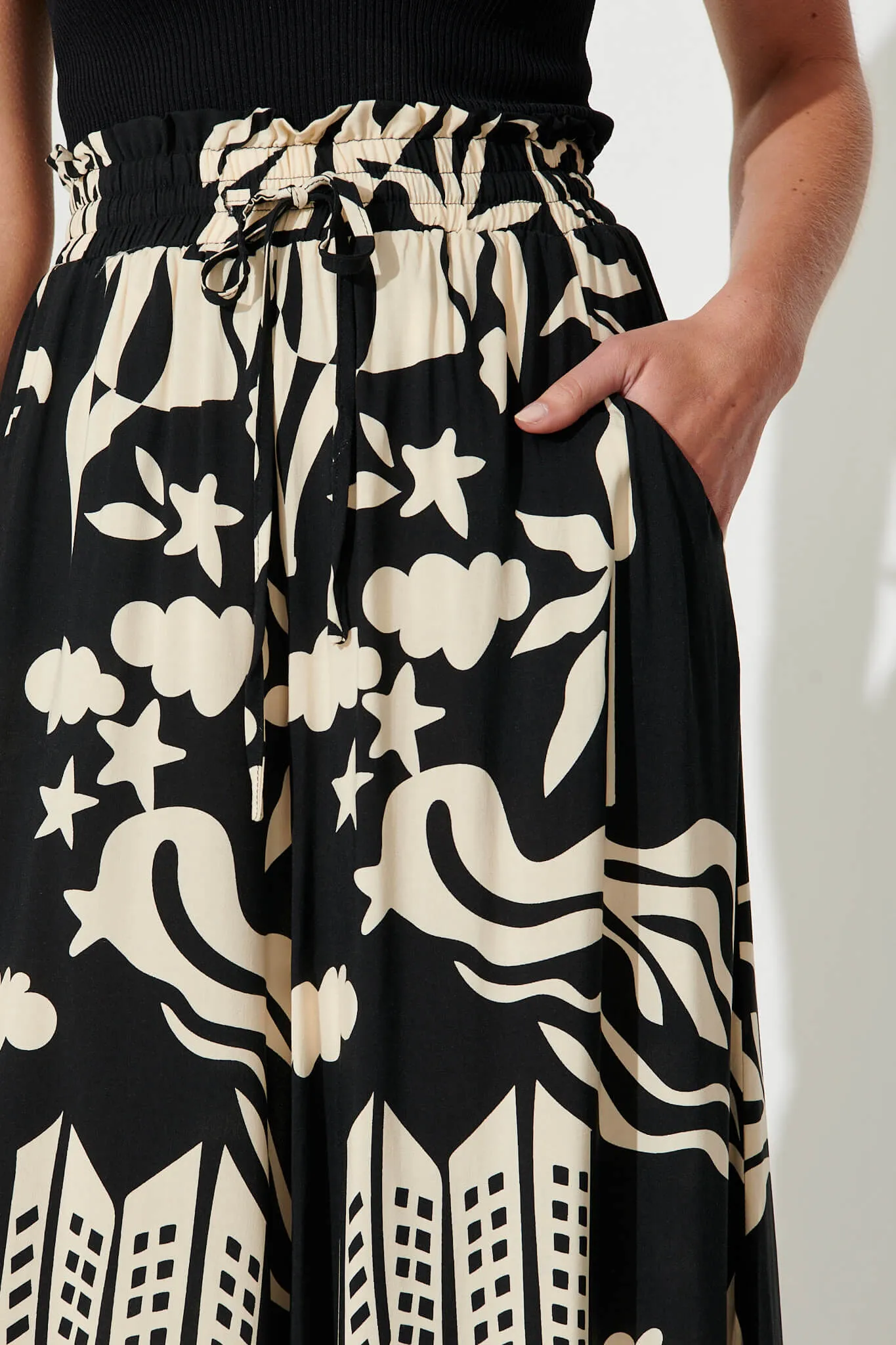 Mariah Pant In Black And Cream Print sold by St Frock product image thumbnail 5