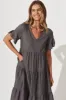 Kristen Midi Dress In Mocha Linen Blend sold by St Frock