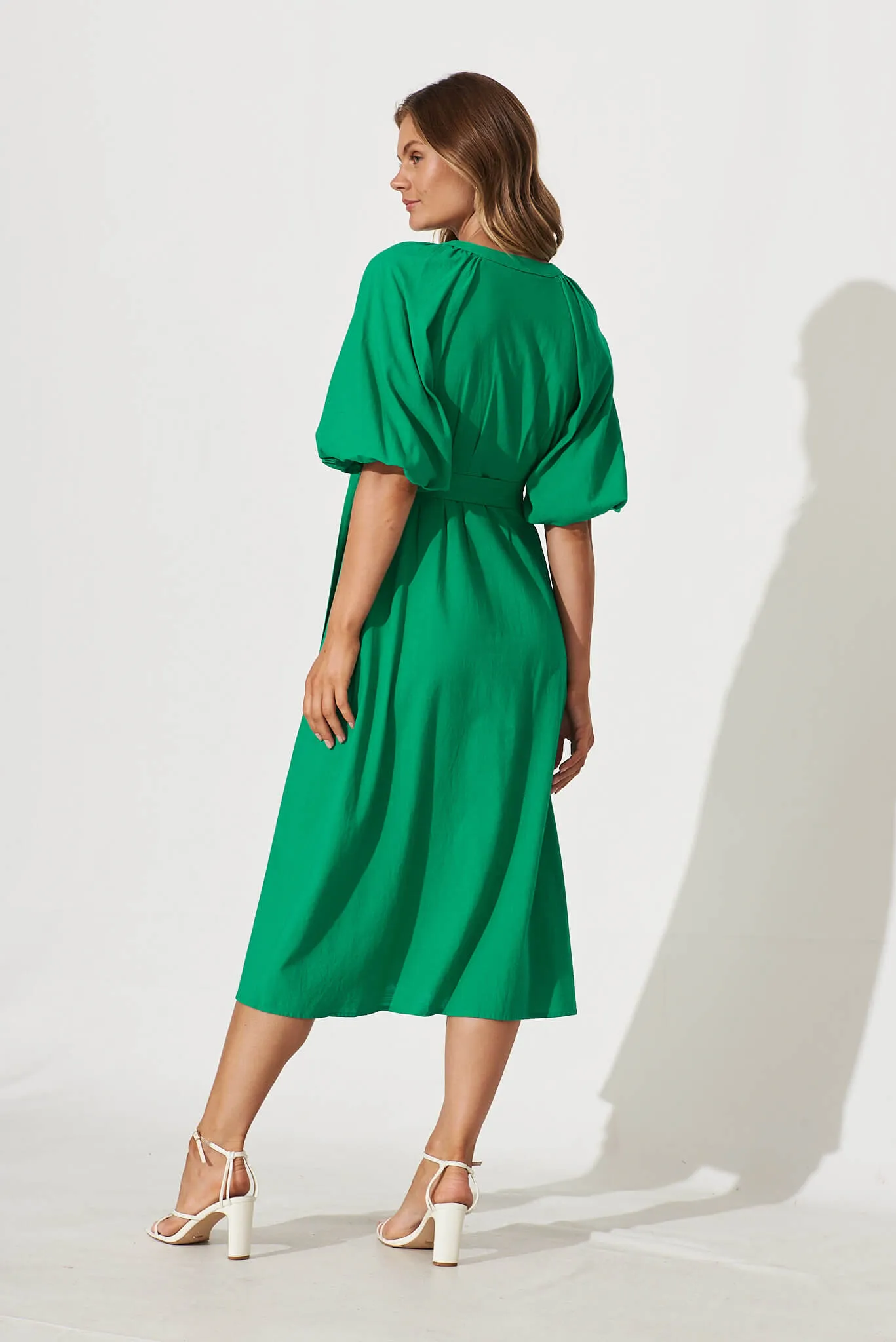 Diane Midi Dress In Green Cotton Blend sold by St Frock product image thumbnail 4