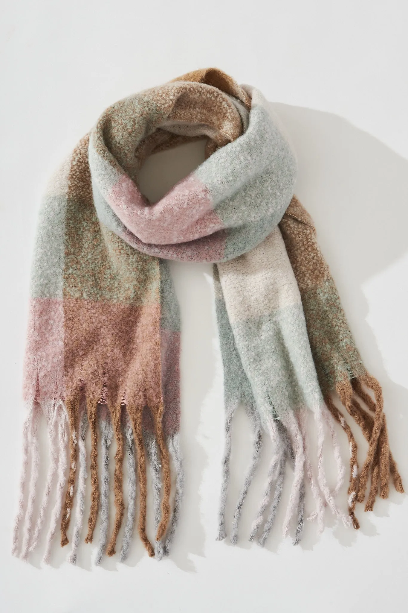 Brooklyn Oversized Knit Scarf In Multi Pastel Check sold by St Frock product image thumbnail 3