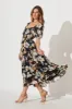 Kaito Midi Dress In Black With Cream Multi Floral Print sold by St Frock