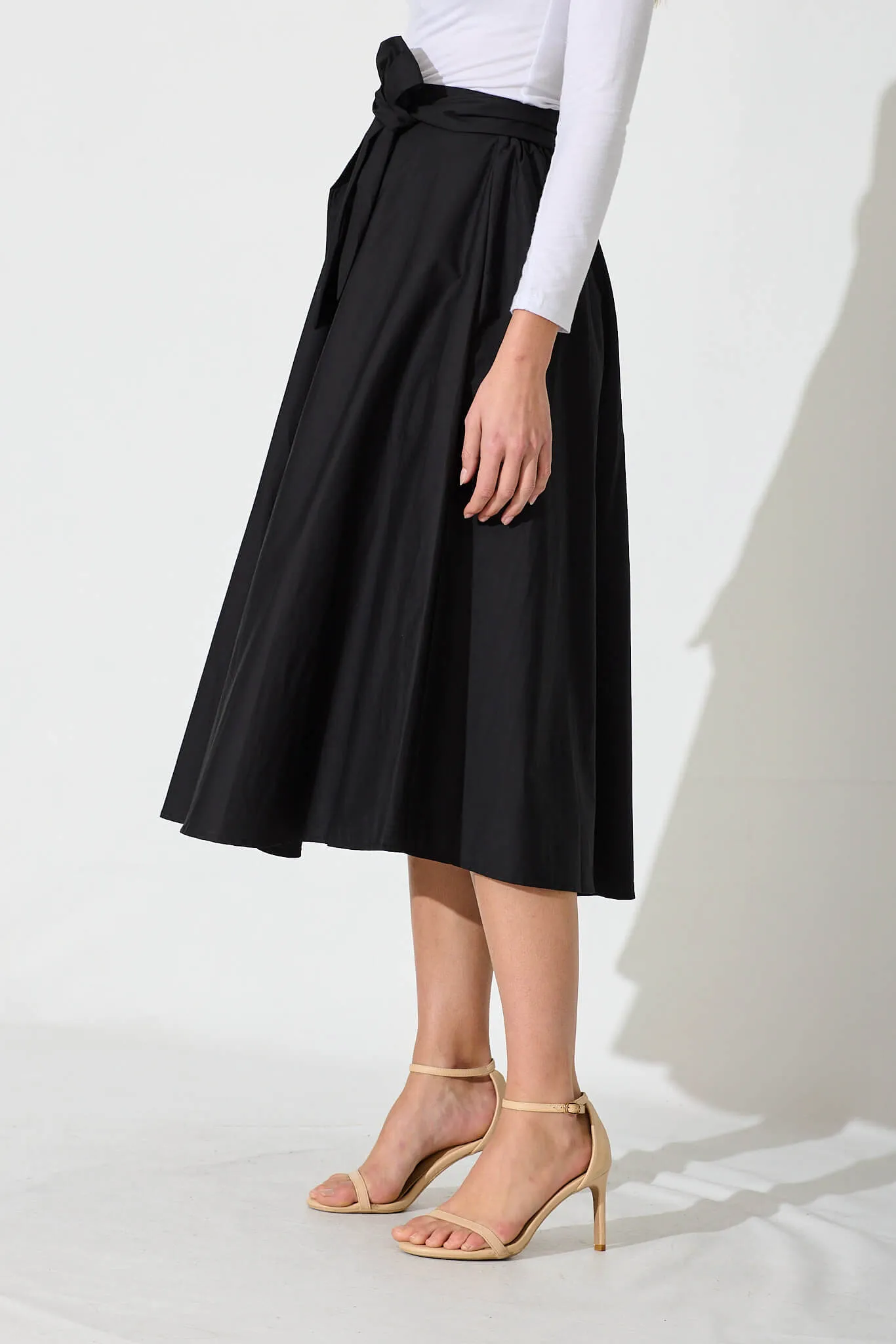 Ivy Midi Skirt In Black Cotton sold by St Frock product image thumbnail 2
