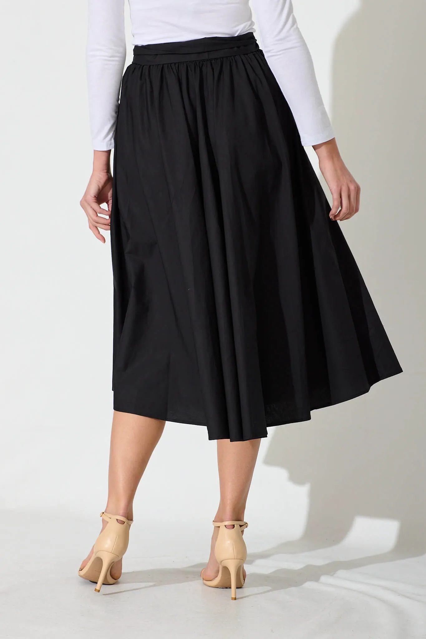 Ivy Midi Skirt In Black Cotton sold by St Frock product image thumbnail 3