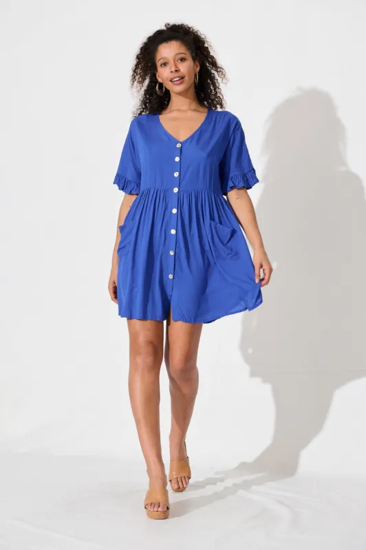 Maybank Smock Dress In Blue sold by St Frock