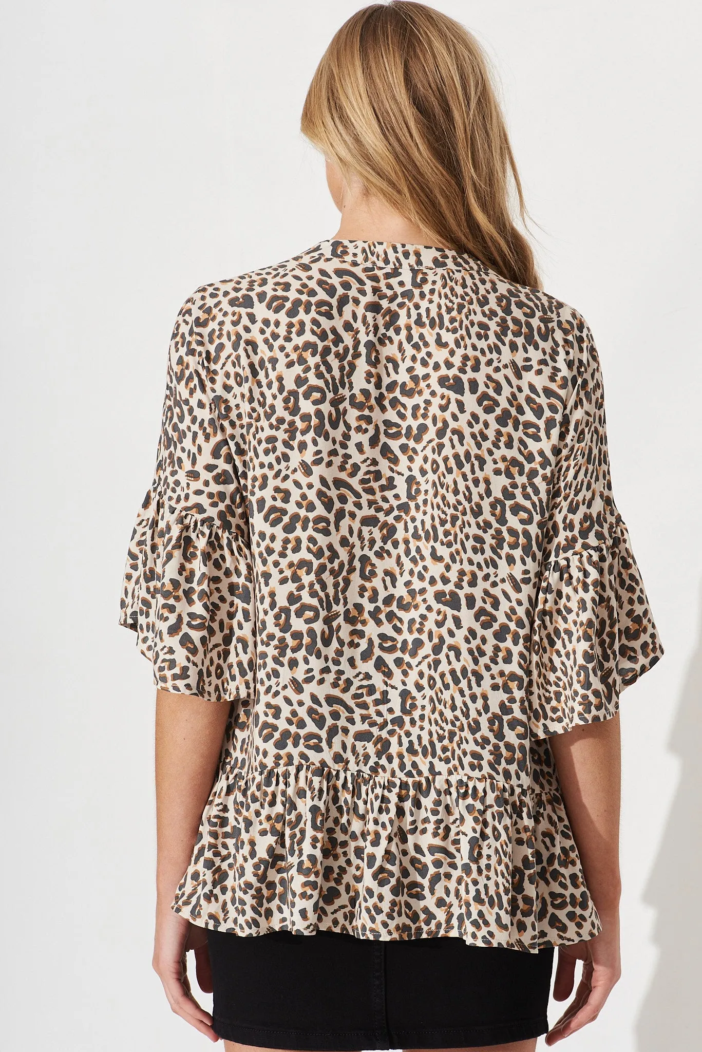 Bria Top In Beige With Black Leopard Print sold by St Frock product image thumbnail 4