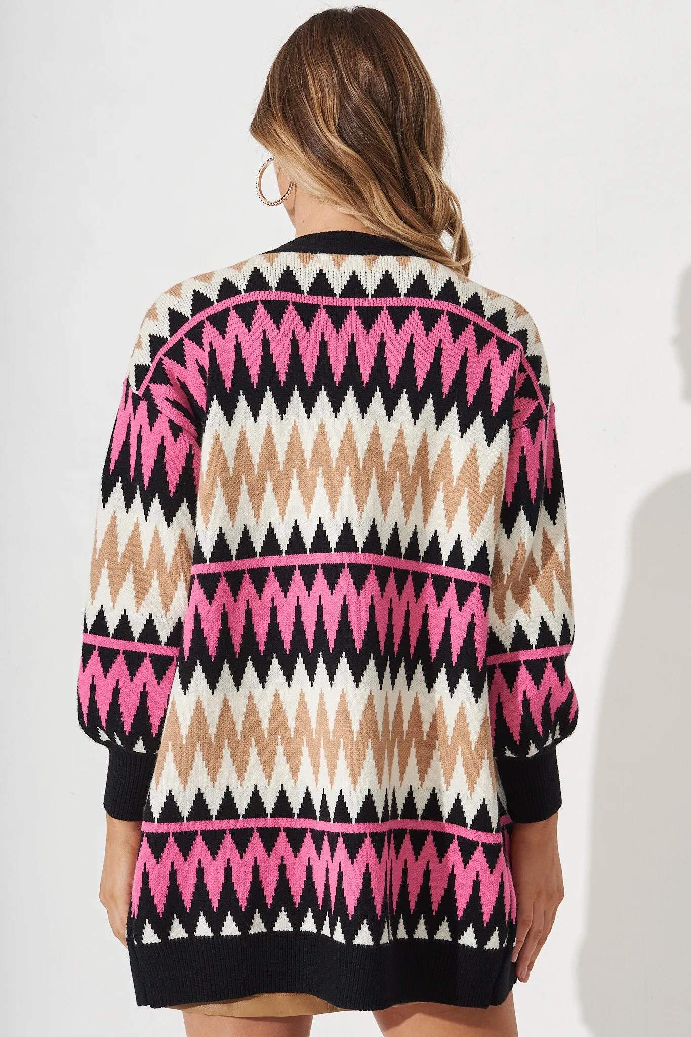 Sheriden Knit Cardigan Hot Pink Colourblock sold by St Frock product image thumbnail 4