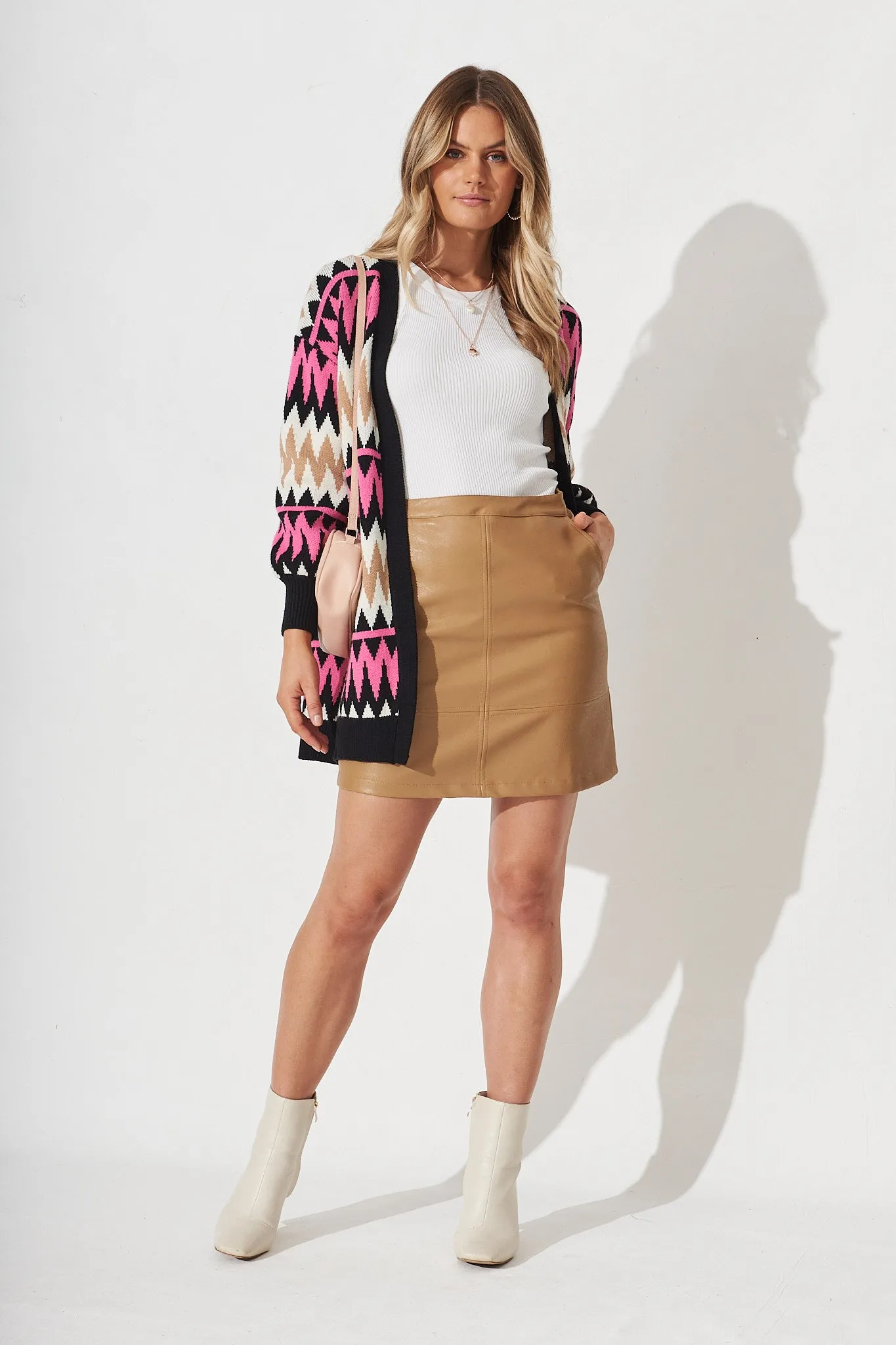 Sheriden Knit Cardigan Hot Pink Colourblock sold by St Frock product image thumbnail 3