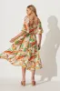 Philadelphia Midi Dress In White With Orange Multi Print sold by St Frock