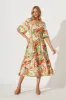 Philadelphia Midi Dress In White With Orange Multi Print sold by St Frock