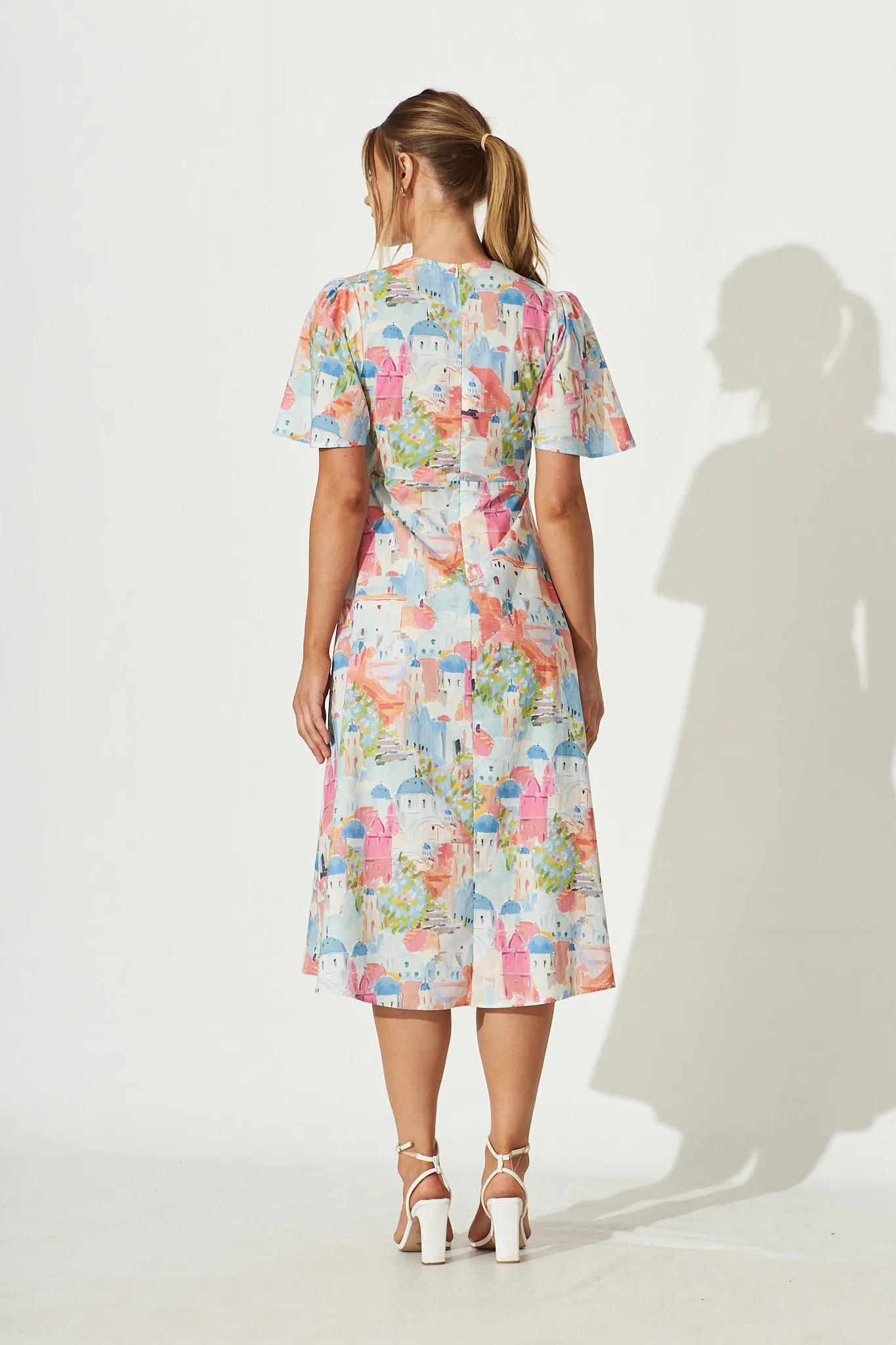 Marici Midi Dress In Pastel Multi Print Cotton sold by St Frock product image thumbnail 4