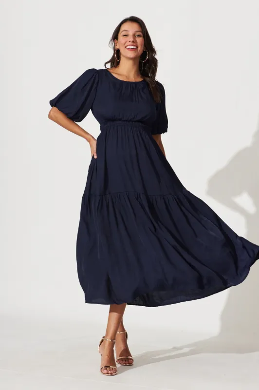 Stargazer Midi Dress In Navy sold by St Frock