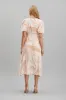 Zeta Midi Dress In Beige Leaf Print Linen Blend sold by St Frock