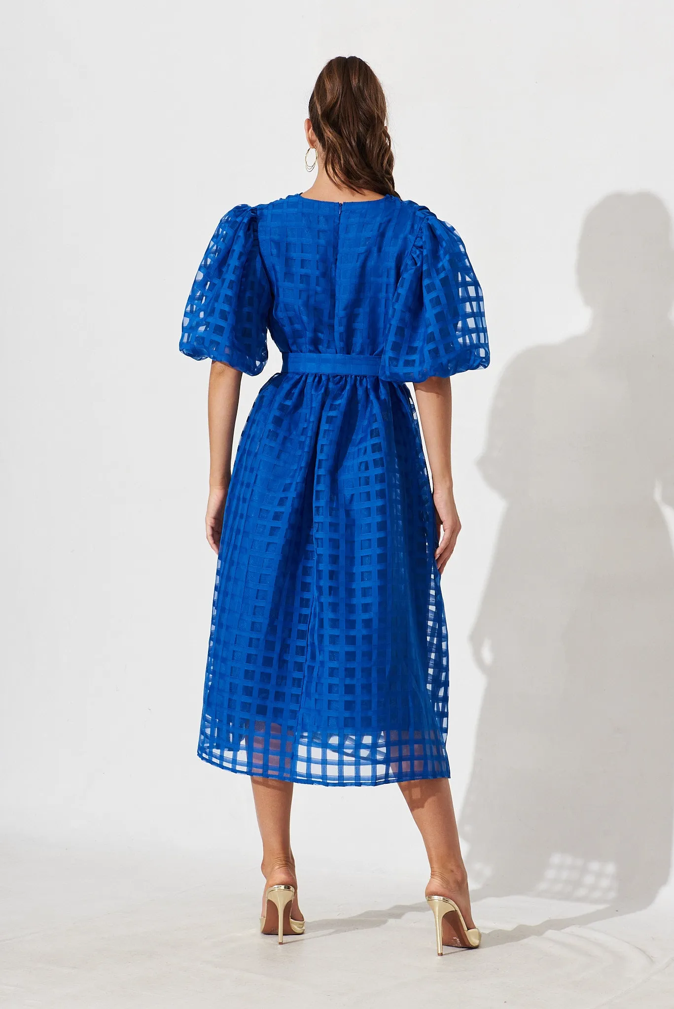 Partie Midi Dress In Cobalt Blue Organza sold by St Frock product image thumbnail 5